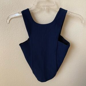 Nadia Tarr Women’s Ribbed CropTop Navy Size S Bustier Top Fitted